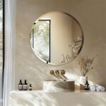 Miroir murale d�coratif - miroir rond suspendu pour salon chambre salle de bain - 40x40cm