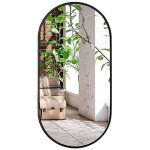 Miroir ovale 80x40cm cadre noir