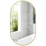 Miroir ovale - homcom - cadre en aluminium - style minimaliste - montage vertical ou horizontal - 40 ...
