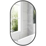 Miroir ovale - homcom - cadre en aluminium - style minimaliste - montage vertical ou horizontal - 40 ...