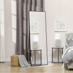 Miroir plein pied rectangle 173x63 cm - cadre aluminium noir stable sans montage - design moderne pour ...