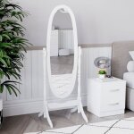 Miroir psych ovale nishano ? miroir sur pied autoportant pleine longueur pour coiffeuse blanc