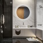 Miroir rond lumineux led pour salle de bain � 80 cm mural avec �clairage 3 couleurs interrupteur tactile ...