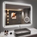 Miroir salle de bain 80x60cm avec 3x loupe 45w miroir anti - buée avec éclairage prise pour rasoir dimmable ... Miroir salle de bain 80x60cm avec 3x loupe 45w miroir anti - buée avec éclairage prise pour rasoir dimmable ...