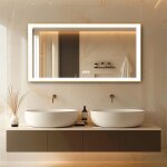 Miroir salle de bain avec cadre dor - 140x70cm miroir lumineux avec clairage intgr - miroir d?or ...