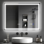 Miroir salle de bain - homcom - led - bluetooth - 60 x 80 cm - lumi�re r�glable 3 couleurs anti - bu�e ...