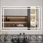 Miroir de salle de bain led - marque - 120x70cm - bluetooth - horloge - loupe 3x - anti - buée Miroir de salle de bain led - marque - 120x70cm - bluetooth - horloge - loupe 3x - anti - buée