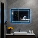 Miroir de salle de bain led - miroir de salle de bain anti - bue - miroir de salle de bain mural avec ...