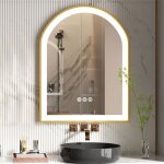 Miroir salle de bain led avec clairage miroir lumineux mural 90x60cm intgr antibue ip56 cadre dor ...