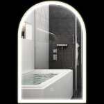 Miroir de salle de bain led - homcom - 90 x 60cm - lumi�re r�glable 3 couleurs anti - bu�e interrupteur ...