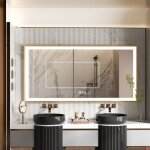 Miroir salle de bain led ractangulaire avec clairage miroir lumineux mural 120x60cm intgr antibue ...