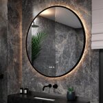 Miroir de salle de bain mirlux 120 cm - anti - bu�e - avec led - ronde - r�tro�clairage - cadre noir ...