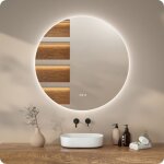 Miroir de salle de bain mirlux 120 cm - anti - bu�e - avec led - ronde - r�tro�clairage - essentials