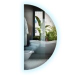 Miroir de salle de bain mural led semi - circulaire � suspendre 50 cm - lumi�re froide