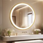Miroir salle de bain rond - 60cm miroir lumineux avec clairage intgr - miroir d?or dsembuage - miroir ...