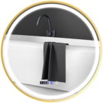 Miroir de salle de bain rond led anti - bu�e avec commande tactile et affichage num�rique �clairage int�gr� ...