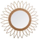 Miroir soleil en rotin pointu - 50 cm - beige