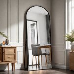 Miroir sur pied 180x80 cm - miroir mural - miroir de sol - cadre en metal - miroir autoportant - pour ...