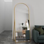 Miroir sur pied - cadre en m�tal - 180 x 80 cm - arc - pour salon ou dressing - or
