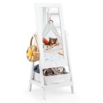 Miroir sur pied enfants - dreamade - etagère de rangement - 2 crochets latéraux - angles réglables - ... Miroir sur pied enfants - dreamade - etagère de rangement - 2 crochets latéraux - angles réglables - ...