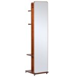 Miroir sur pied avec roulettes orion aspect bois
