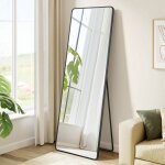 Miroir sur pied - songmics - 150x40 cm - verre tremp� - cadre aluminium - noir dencre