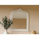 Miroir trumeau avec moulures en bois de paulownia - l. 80 x h. 100 cm - blanc mat - novara