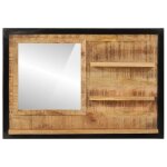 Miroir - vidaxl - miroir avec �tag�res - verre et bois massif manguier - rectangulaire - 80 cm