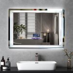 Miroir mural lumineux led de salle de bain carr� simple �tanche hd avec interrupteur tactile 60�80cm