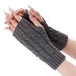 Mitaines chauffe - poignets femme - 1 pice passe - pouce chauffe - mains - gris fonc - convient pour ...