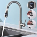 Mitigeur cuisine avec affichage température led robinet Évier brossé pivotant à 360° avec douchette extractibl ... Mitigeur cuisine avec affichage température led robinet Évier brossé pivotant à 360° avec douchette extractibl ...