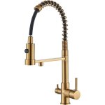 Mitigeur de cuisine doré brossé à 3 voies robinet de cuisine flexible robinet dévier deau potable réglable ... Mitigeur de cuisine doré brossé à 3 voies robinet de cuisine flexible robinet dévier deau potable réglable ...