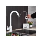 Mitigeur de cuisine avec douchette blanc extensiblerobinet cuisine rotatif  360avec 2 modes de pulvrisation ...