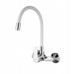 Mitigeur de cuisine - invena - verso - mural - blanc - m�tal - chrom�