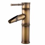 Mitigeur lavabo cascade en laiton bross� - style bambou bronze 1 poign�e r�glable chaud / froid