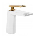 Mitigeur lavabo en laiton silla - robinet conomique en eau - blanc / dor