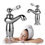 Mitigeur lavabo en laiton silla - robinet �conomique en eau - retro chrom� - br1909