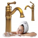 Mitigeur lavabo en laiton silla - robinet �conomique en eau - retro dor� - br2209