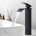 Mitigeur de lavabo noir cascade robinet salle de bain cascade mitigeur monocommande lavabo en laiton ...