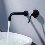 Mitigeur lavabo de salle de bain mural en laiton noir avec bec rotatif à 360 degrésmitigeur lavabo encastré ... Mitigeur lavabo de salle de bain mural en laiton noir avec bec rotatif à 360 degrésmitigeur lavabo encastré ...