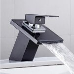 Mitigeur de salle de bain - maysen - glasse - noir - laiton - verre avec cascade innovante