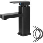 Mitigeur salle de bain noir - robinet lavabo avec mousseur d�montable et poign�e carr�e - adtobast