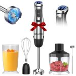 Mixeur plongeant 1500w 12 vitesses et mode turbo lames en acier inoxydable 304 comprend tasse  mesurer ...