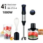 Mixeur plongeant 4 en 1 - mixeur plongeant 1000w 5 vitesses r�glables sans bpa 36 - 45db hachoir fouet ...