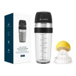 Mixeur � vinaigrette 2 en 1 - kzq - centrifugeuse int�gr�e - bec verseur anti - fuite - compatible lave ...