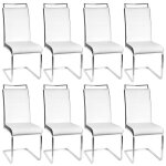 Mixmest lot de 8 chaises de salle  manger - simili blanc et noir - contemporain - l 44 x 46 cm