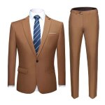 Mobigarlan costume homme 2 pices slim fit formel smoking de mariage affaires soire xhnn53 marron
