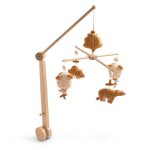 Mobile musical en bois avec jouets ours en gaze de coton - orsino