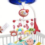 Mobile musical pour lit b�b� - lumi�res musique & projecteur avec t�l�commande - cadeau id�al pour nouveau ...