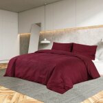 Solde - mobilier ensemble de housse de couette bordeaux 220x240 cm microfibre deco ja7911960
